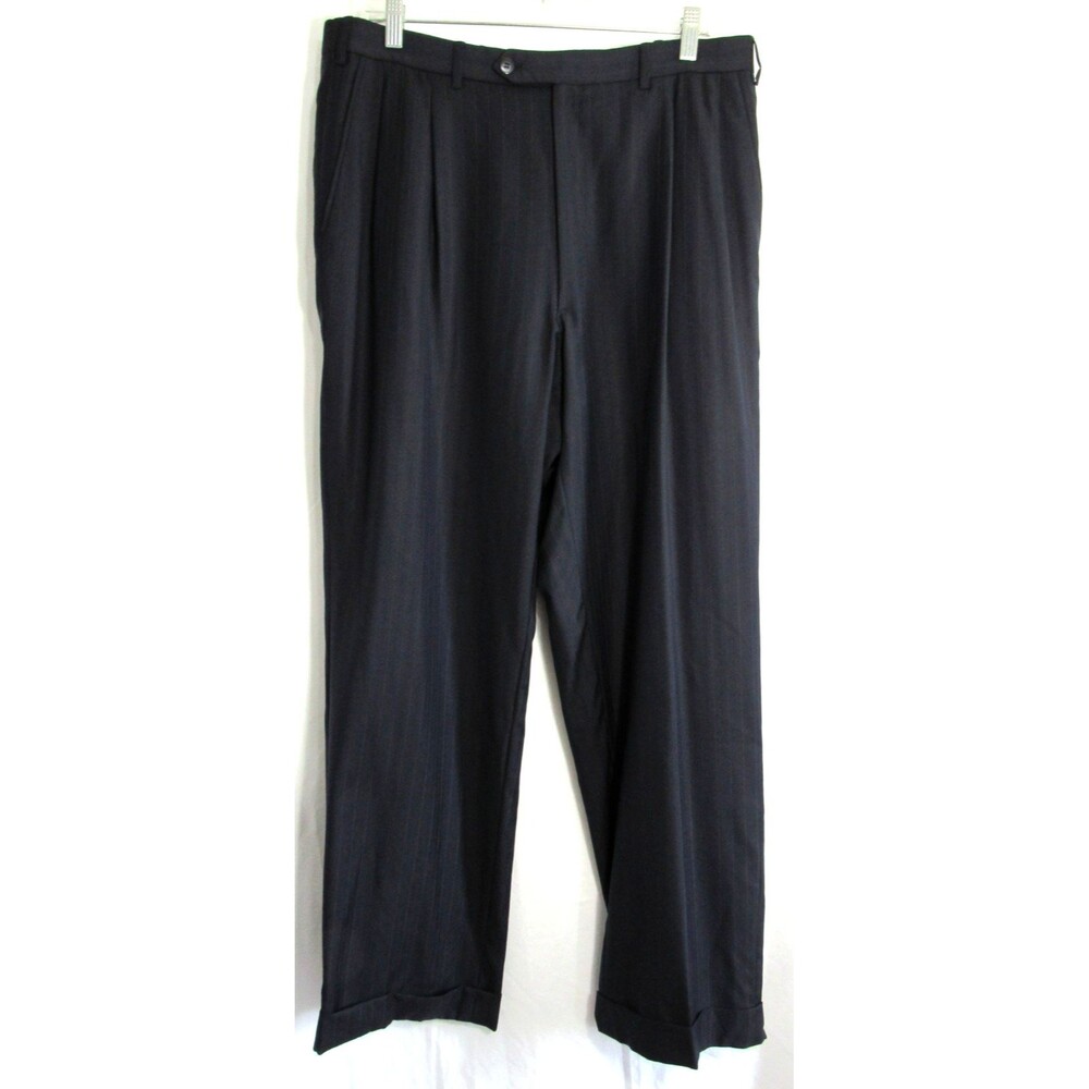 Brioni Black Striped Moudi 100 Wool Super 150's Pants Size 36R EUC